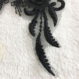 Black and white 3D three-dimensional flower embroidery lace garment applique craft fabric sewing DIY supplies accessories