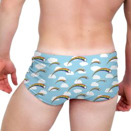 Sexy Men Swimwear Pride Shooting Star Bikini Swimsuits Low Waist Swim Boxer Trunks Surfing Board Shorts Brazilian Cut Beachwear