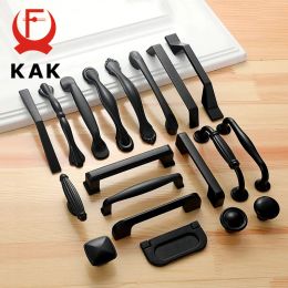 KAK American Style Black Cabinet Handles Solid Aluminum Alloy Kitchen Cupboard Pulls Drawer Knobs Furniture Handle Hardware