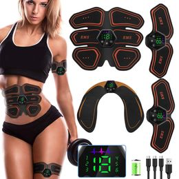USB/Battery Muscle Stimulator EMS Abdominal Hip Trainer LCD Display Toner Abs FitnessTraining Home Gym Weight Loss Body Slimming