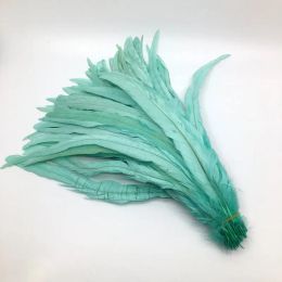 Rooster Tail Feather 100pcs/lot 25-45CM Plumes Natural Cock Mint Green Brown DIY Clothing Jewellery Accessories Stage Performance