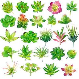 24 Pack Artificial Succulents Plant Garden Miniature Fake Cactus Floral DIY Home Fake Succulents Fake Plants Faux Succulents 10292763