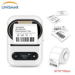 Printers E210 Thermal Label Printer Mini Adhesive Sticker Printer E210 Portable Wireless Bluetooth Inkless Labeller Printing Label Paper