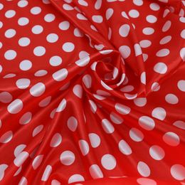1 Metre X 1.48 Metre red polka dot fabric satin diy sewing material tissu polyester