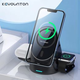 Chargers 15W 3 in 1 Folding Magnetic Wireless Charger for iPhone 12 13 ProMax Fast Charger for iWatch 7 6 AirPods Pro 3 2 Charger Station