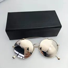 Sunglasses Retro Double Bridges Men Designer High Quality Metal Sun Glasses 2024 Women Round Mirror UV400