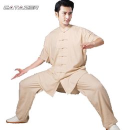 Shortsleeves Summer Tai Chi Uniform Martial Arts Kung Fu Wing Chun Shaolin Suit Jacket Pants