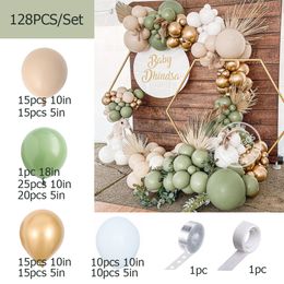 128/132pcs Avocado Balloons Garland Arch White Latex Globos Baby Shower Birthday Party Decorations Kids Adult Wedding Supplies