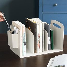 Desktop Bookshelf Desk Computer Finishing Rack Sundries Storage Rack Book File Magazines Documents Storage Rack with Pen Holder