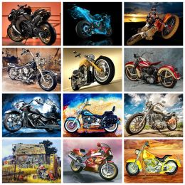 Huacan Full Diamond Embroidery Complete Kit Motorcycle 5D Diamond Painting Mosaic Cross Stitch Kits Needlework