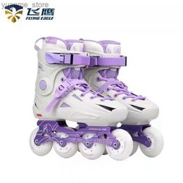 Inline Roller Skates Original inline skateboard shoes 4-wheel slope slide training sports shoes purple black sizes 35 to 44 professional Y240410