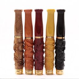 Latest Relief Red wooden Filter Mouthpiece Pipes 10cm One Hitter Herb Tobacco Smoking Accessories Tools Cigarette Holder Taster Bat Tips