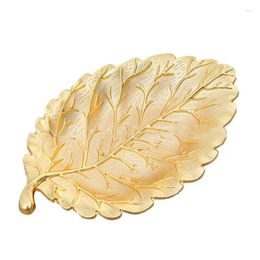 Plates Small Golden Leaf Tray Decorative Gold Trinket Dish Jewellery Bowl Vanity Birthday Gift For Women Home Decor