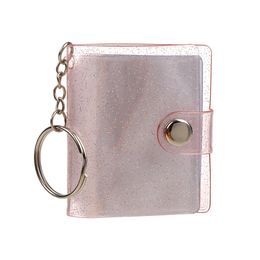 1/2 inch Holder Pockets Photo Transparent DIY Mini Photo Album Keychain Portable Certificate Photo Storage Portable Key Ring