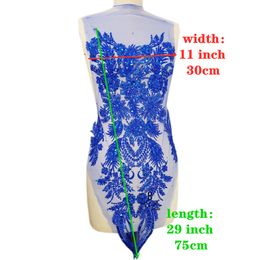 3D Lace Silver Blue Bodice Wedding Decorations Sequins Patches Appliques Diy Designer Sewing For Clothes Costumes Dance Proms