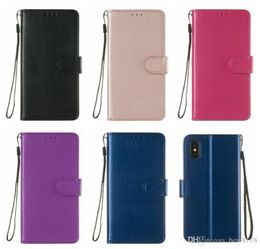 PU Plain Wallet кожа для LG Stylo 6 5 K51 Huawei Y5P Y6P Y8P P Smart P40 Lite E Pro Magnetic Holder Flip Cover Lanyard CR7050615