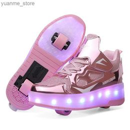 Inline Roller Skates Two Wheels Luminous Sneakers Led Light Roller Skate Shoes for Children Kids Led Shoes Boys Girls Shoes Light Up With wheels Shoe Y240410