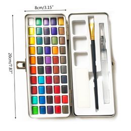 48/50/72 Colors Solid Watercolor Paint Pigment Set Portable Metal Box for Beginner Drawing Art Supplies