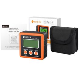 Neoteck Orange Aluminum Angle Finder Digital Protractor Inclinometer Electronic Level Box Magnetic Base Measuring Tools