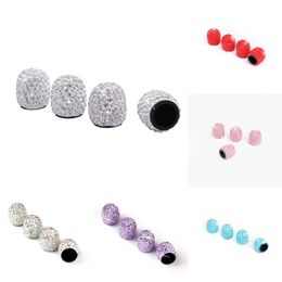 New 4pcs Diamond Crystal Tyre Caps Shining Dust-proof Wheel Cover Vehicle Bling Vae Cap Car Styling Accessories