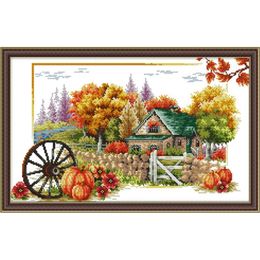 Spring summer autumn and winter chalet view DMC cross stitch kit 14ct 11ct handmade DIY canvas embroidery kit Chinese needlework