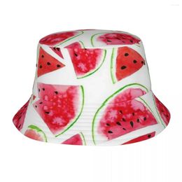 Berets Cute Watermelon Slices Bucket Hats Panama For Man Woman Bob Outdoor Reversible Fisherman Summer Fishing Unisex Cap