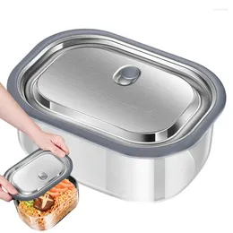 Dinnerware Stainless Steel Crisper Box Multifunctional Microwave Lunch Pack Temp Resistance Kitchen Refrigerator Sealed Case For Home