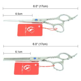 6.0" Professional Japan 440C Pet Dog Grooming Scissors Set Cat Shears Hair Cutting Scissor Thinning Shear With Comb Bag A0107A