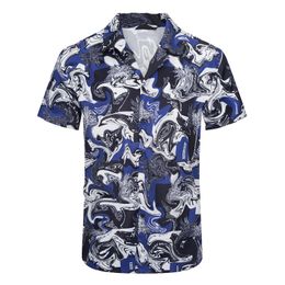 Summer men's T-shirt Designer printed button cardigan silk short sleeve top High quality fashionable men's swimming shirt series beach shirt European size M-3XL EM19