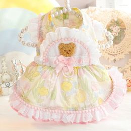 Dog Apparel Colourful Printed Cake Dresses For 2024 Spring And Summer Thin Princess Style Pet Skirt Lolita Small