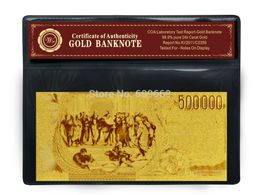 WR Fake Money 1975 Year's Italy 500000 Lire Gold Plated Banknote with Coa Frame Non-currency Prop Money Bills Gifts for Men