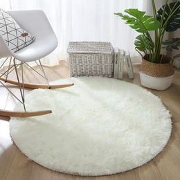 white color Round Rug Carpet Living Room Carpet Kids Room Rugs Soft and Fluffy Warm, custom size, diameter 60,80,100,160cm