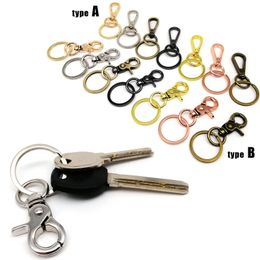 Swivel Lobster Car Key Ring Chain Keyring Keychain Clasp Clip Trigger Buckle Snap Pendant Hook with Split Ring 2 type 7 color