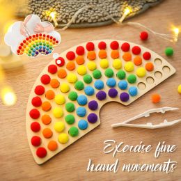 Montessori Rainbow Board Natural Wood Toy For Girls Boy Colour Sorting Educational Nordic Toy Mathematics Teaching Aids Toy Gift