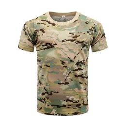 Men's Camo Combat Tactical Shirt Short Sleeve Quick Dry T-Shirt Camouflage Outdoor Hunting Shirts Military Army T Shirt
