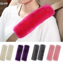 OGLAND Genuine Merino Sheepskin Car Seat Safety Belt Pad Cover For Car Accessories Neck Shoulder Strap Cushion Pillow Automobile6738660