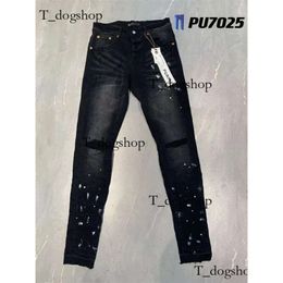 Denim Jeans Trousers Knee Skinny Size 28-40 Motorcycle Trendy Long Straight High-end Quality Mens Purple Jeans Designer Jean Men Women Hole High Street Denim 543