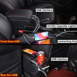 Armrest Box For Chevrolet Sail 3 Center Console Storage Rotatable Retractable Dual Layer Cup Holder Ashtray USB Car Accessories