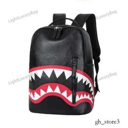 Designer Printed Plaid Shark Pattern Backpack Unisex Backpack New Fashion Large Capacity Travel Bag Computer Bag School Bag 230220 984