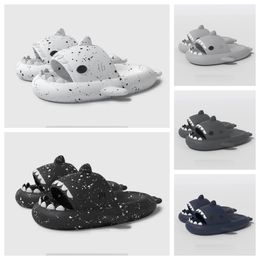 New Designer Quality shoes sandal Summer Shark Slippers Shark Slides black withe blue Thick Soled Shoes men women Kids flat sandals Gradient Flip Flops