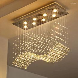 Chandeliers Luxury Rectangle Crystal Lamp Living Dining Room Pendant Chandelier Modern Bar Counter Home Restaurant Decor Ceiling Lighting