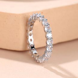 Cluster Rings Luxury Female Crystal Small Round Zircon Stone Engagement Ring Cute Wedding Jewelry For Women