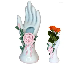 Vases Hand Holding Flower Vase Modern Art Resin Shape Floral Desktop Ornament Centrepieces Tables For Decoration