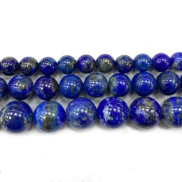 Wholesale Lapis Lazuli Round Natural Gem Stone Beads For Jewelry Making DIY Women's Bracelet Necklace Charms 6/8/10MM 15''
