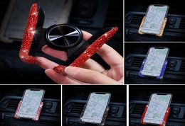 Diamond inlay Holder For phone in Car Air Vent Clip Mount No Magnetic Mobile Phones Cell Stand Support smartphones1476610