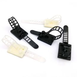 10pcs Adjustable Self Adhesive Cable Clamp Clips Wire Cord Power Line Holder Management Organiser Ties Fixer Trim Wrap