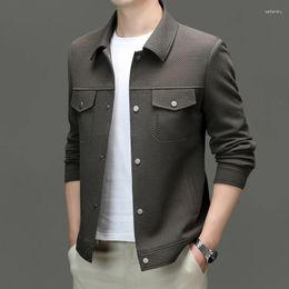 Men's Jackets 2024 High Quality Fashion Handsome All Trend Business Knitted Elastic Cargo Lapel Jacket Korean Casual Coat