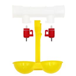 1Pcs Poultry Chicken Double Outlet Drinking Hanging Chicken Bird Quail Cups Nipple Drinker Poultry Waterer Feeding Supplies