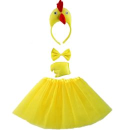 Girl Women Chicken Duck Cock Cosplay Headband Tutu Skirt Tie Tail Set Kids Adult Children Party Props Costume Halloween Carnival