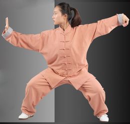 High quality Cotton&linen Spring&Autumn Tai Chi kung fu training uniforms wushu martial arts clothing taiji tang suits 5colors